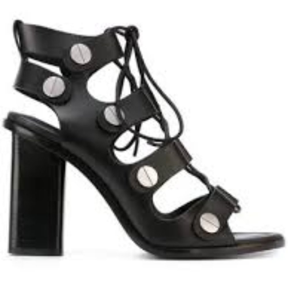 Alexander Wang Isle Black Studded Lace Up Heel 38